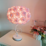 Roseva Art Deco Tischlampe | Stoff-Rosenschirm | Elegante Beleuchtung | Schlafzimmer Dekoration