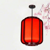 LuxoraChic Modernes Chinesisches Design Pendelleuchte | Faux-Schaffell | Holz-Laterne | LED-Beleuchtung für Zuhause