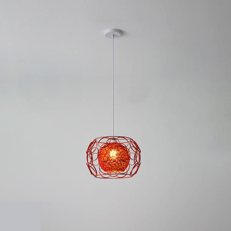 HempGlow Kreative Pendelleuchte aus Hanfgeflecht | Modernes Design | Einzigartiger Lichtakzent | Hängeleuchte für Zuhause