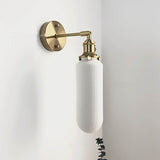 BrassGlow Japanische Retro Wandleuchte | Minimalistisches Design | Zylinder Oval | Messing & Lucite | 1-flammig