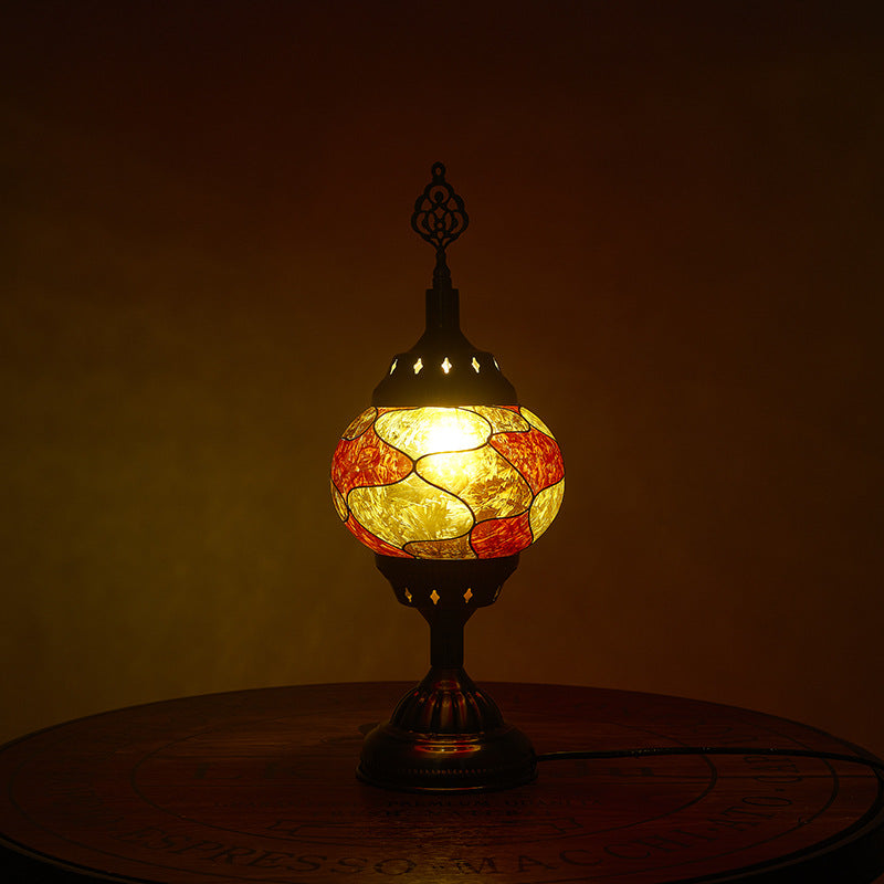 Glomera Tiffany Tischlampe | Ovales Design | Romantische Beleuchtung | Für Schlafzimmer & Wohnräume