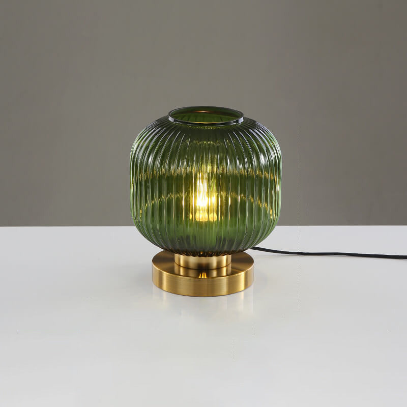 LunaStripe Nordic Design Glas Oval Tischlampe | 1 Licht | Dekorative Beleuchtung für Zuhause