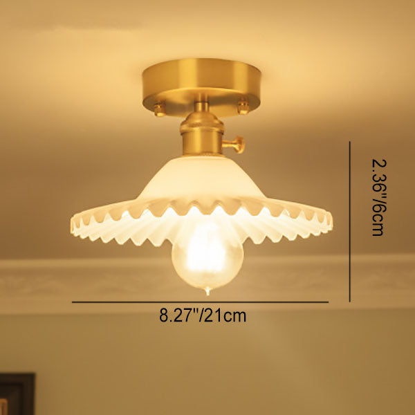 Ripplora Deckenleuchte | Vintage-Runddesign | Glas mit Wellenstruktur | Messing-Optik | Beleuchtung für Wohnzimmer