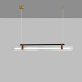 BrightAether ArcLED Pendelleuchte | Minimalistisch | Leder & Acryl | Lineares Design | Dimmbar | Stilvolle Beleuchtung für Essbereiche