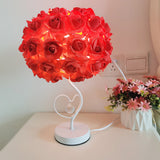 Roseva Art Deco Tischlampe | Stoff-Rosenschirm | Elegante Beleuchtung | Schlafzimmer Dekoration