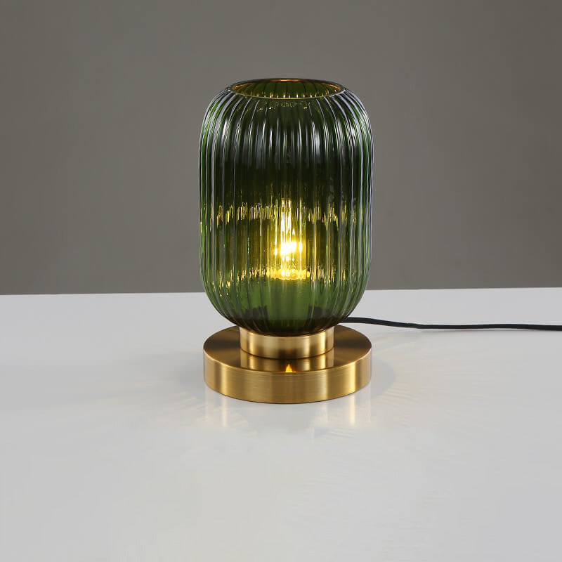 LunaStripe Nordic Design Glas Oval Tischlampe | 1 Licht | Dekorative Beleuchtung für Zuhause