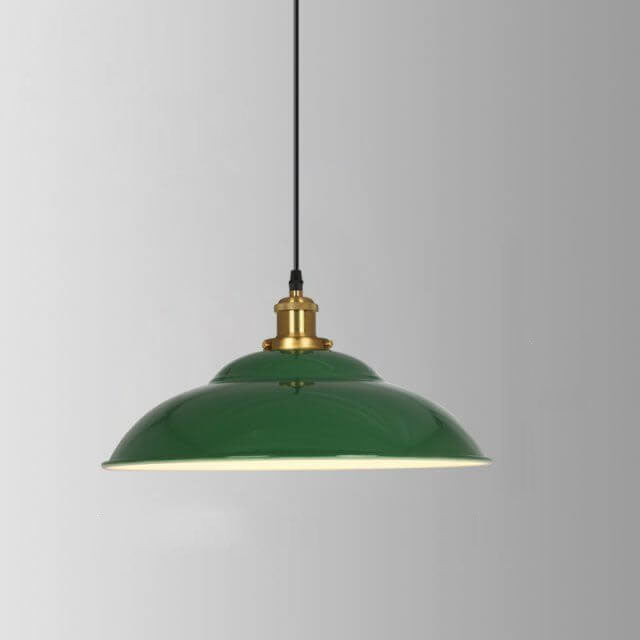RetroDome Industrielle Vintage Pendelleuchte | Grünes Eisen-Kuppeldesign | Einzellicht | Rustikale Deckenbeleuchtung