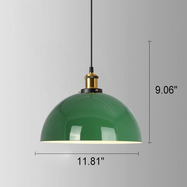 RetroDome Industrielle Vintage Pendelleuchte | Grünes Eisen-Kuppeldesign | Einzellicht | Rustikale Deckenbeleuchtung