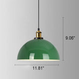 RetroDome Industrielle Vintage Pendelleuchte | Grünes Eisen-Kuppeldesign | Einzellicht | Rustikale Deckenbeleuchtung