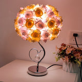 Roseva Art Deco Tischlampe | Stoff-Rosenschirm | Elegante Beleuchtung | Schlafzimmer Dekoration