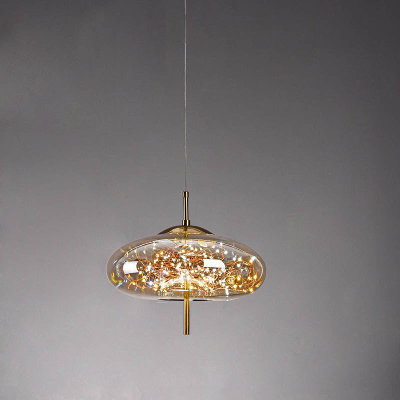 LumoSphere Nordic Pendelleuchte | Zylinder Oval Design | Glas-Lampe | Dimmbares LED Licht | Schlafzimmer & Wohnräume