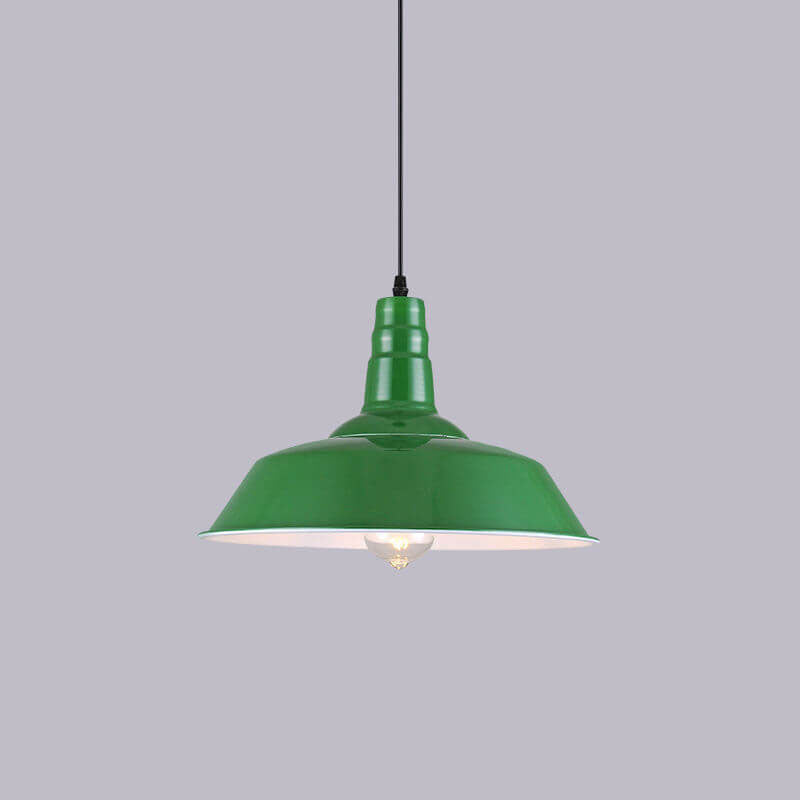 RetroDome Industrielle Vintage Pendelleuchte | Grünes Eisen-Kuppeldesign | Einzellicht | Rustikale Deckenbeleuchtung