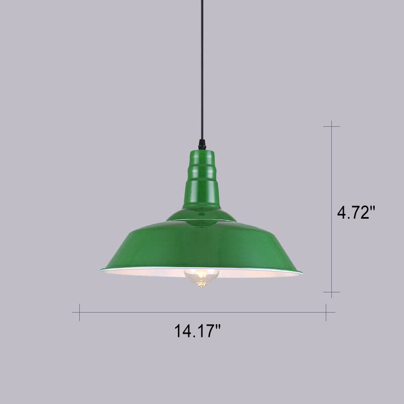 RetroDome Industrielle Vintage Pendelleuchte | Grünes Eisen-Kuppeldesign | Einzellicht | Rustikale Deckenbeleuchtung