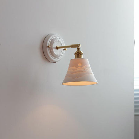 LumiZen Vintage Japanische Keramik & Messing Wandlampe | 1-Licht | Klassisches Design | Wohnzimmer Deko | Elegante Beleuchtung