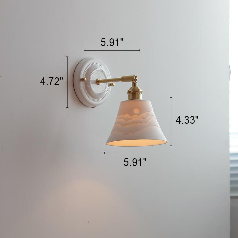 LumiZen Vintage Japanische Keramik & Messing Wandlampe | 1-Licht | Klassisches Design | Wohnzimmer Deko | Elegante Beleuchtung
