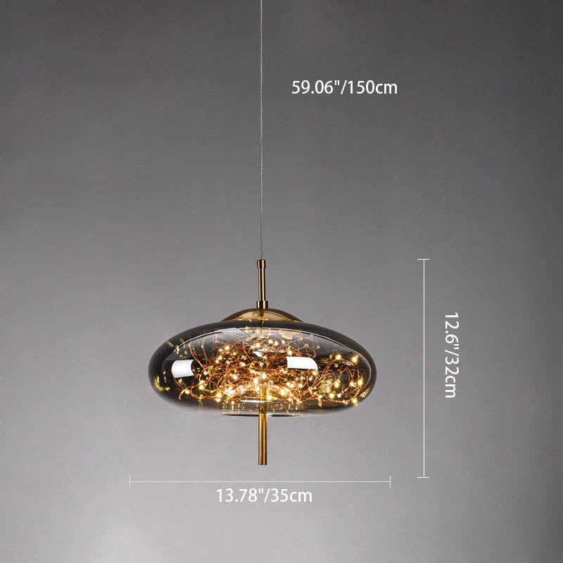 LumoSphere Nordic Pendelleuchte | Zylinder Oval Design | Glas-Lampe | Dimmbares LED Licht | Schlafzimmer & Wohnräume