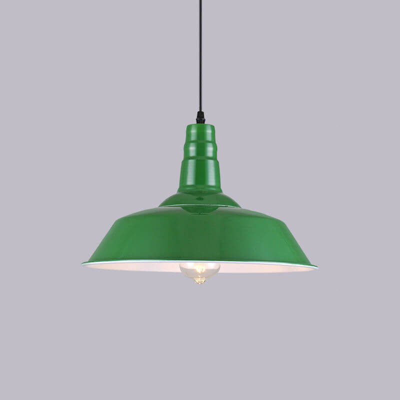 RetroDome Industrielle Vintage Pendelleuchte | Grünes Eisen-Kuppeldesign | Einzellicht | Rustikale Deckenbeleuchtung