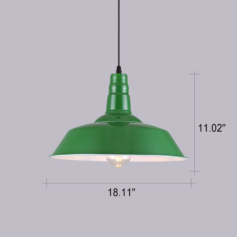 RetroDome Industrielle Vintage Pendelleuchte | Grünes Eisen-Kuppeldesign | Einzellicht | Rustikale Deckenbeleuchtung