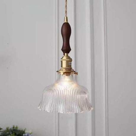OrnaLite Nordic Pendelleuchte | Kupfer & Walnussholz | Blütendesign | Minimalistischer Stil