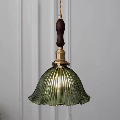 OrnaLite Nordic Pendelleuchte | Kupfer & Walnussholz | Blütendesign | Minimalistischer Stil