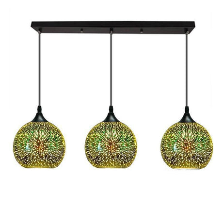 ElysianSpark 3D Creative LED Kronleuchter | 2/3 Lichter | Feuerwerksglas-Dome | Modernes Design | Stimmungslicht für Zuhause