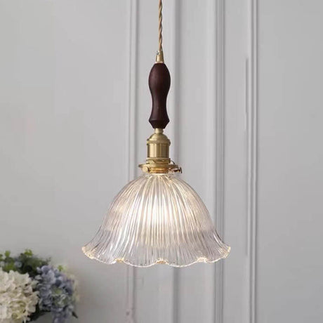 OrnaLite Nordic Pendelleuchte | Kupfer & Walnussholz | Blütendesign | Minimalistischer Stil