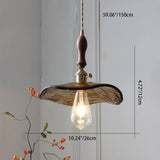 Auralina Pendelleuchte | Modernes Design | Bernstein-Glas | Walnussgriff | LED-Beleuchtung für Wohnzimmer