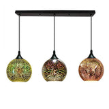 ElysianSpark 3D Creative LED Kronleuchter | 2/3 Lichter | Feuerwerksglas-Dome | Modernes Design | Stimmungslicht für Zuhause