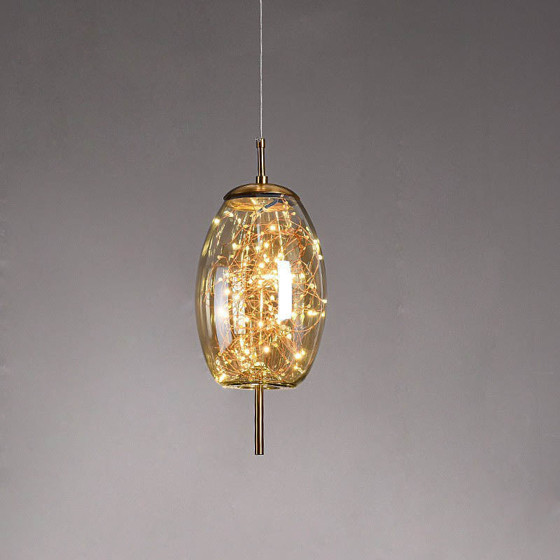LumoSphere Nordic Pendelleuchte | Zylinder Oval Design | Glas-Lampe | Dimmbares LED Licht | Schlafzimmer & Wohnräume