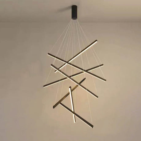 GeoLuma Nordic LED Kronleuchter | Geometrisches Linien-Design aus Eisen & Aluminium | 3-9 Flammen | Modern & Energieeffizient
