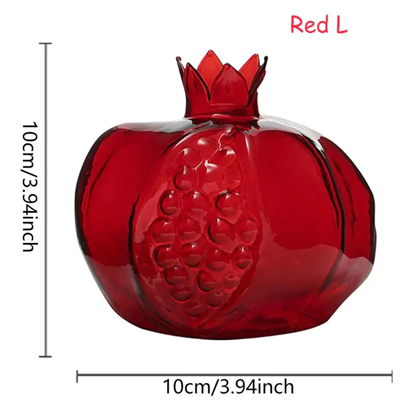 PomeGlass Granatapfel Glasvase | Wohnkultur | Kreative Obstvase | Raumdeko | Blumenvase für Zuhause