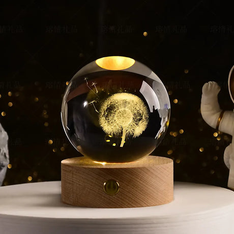 LumoAurora 3D Kristall Nachtlicht | LED Dekorationslampe | Kabellos | Farbwechsel | Einzigartige Geschenkidee