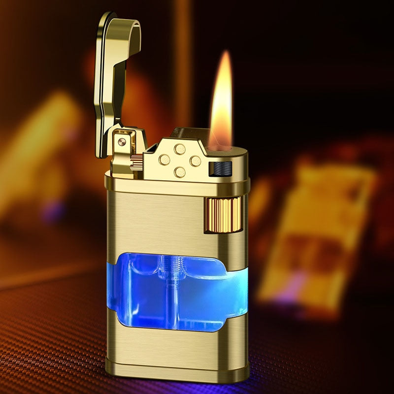 Flamora Metall Gasfeuerzeug | Winddichtes Blau-Flamme Design | Nachfüllbar | Elegantes Accessoire
