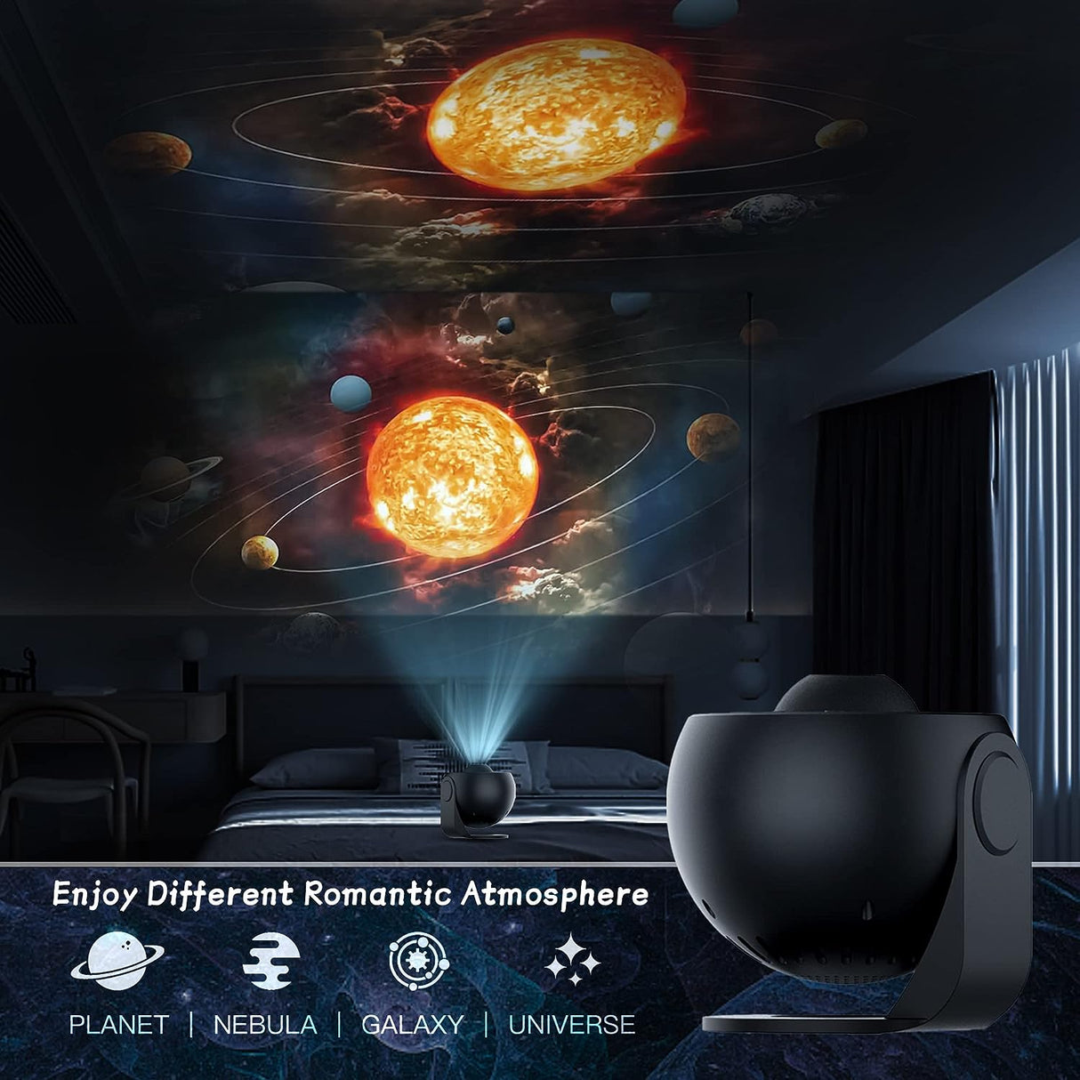 CosmoLite 12-in-1 Sternenhimmel Projektor | Planetarium für Zuhause | Nachtlicht & Deko-Projektor | LED Sternen-Projektor