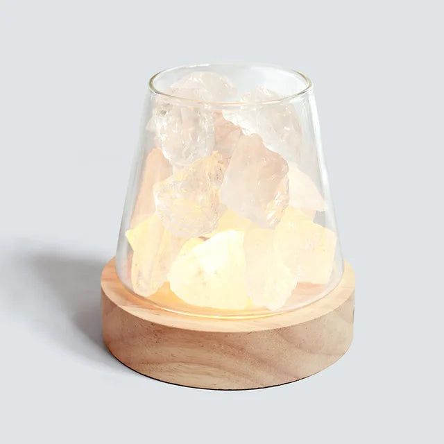 PureAura Kristallleuchte | Himalaya Salzlampe mit Öl-Diffusor | Nachtlicht & Luftreinigung