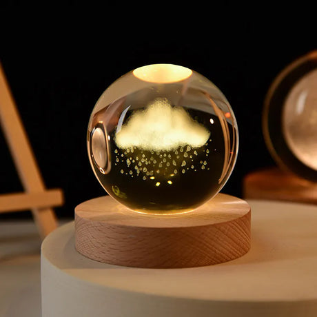LumoAurora 3D Kristall Nachtlicht | LED Dekorationslampe | Kabellos | Farbwechsel | Einzigartige Geschenkidee