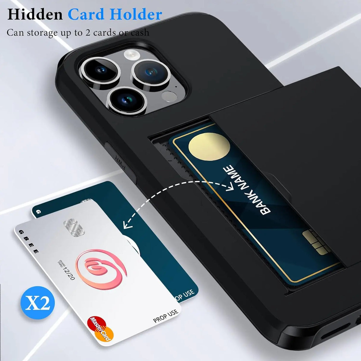 LuxShield iPhone-Hülle mit Kartenhalter | Schlankes Design | Kartenaufbewahrung | Schutz & Stil
