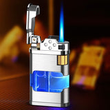 Flamora Metall Gasfeuerzeug | Winddichtes Blau-Flamme Design | Nachfüllbar | Elegantes Accessoire
