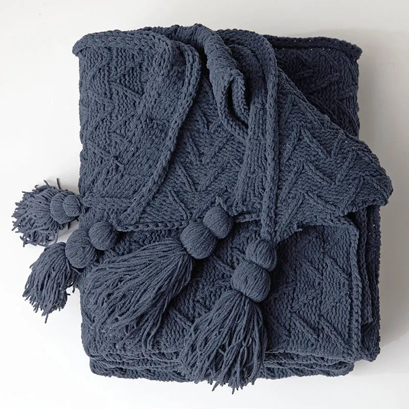 HeartKnit Kuscheldecke aus Chenille | Strickdesign | Für Bett & Sofa | Weich & Gemütlich