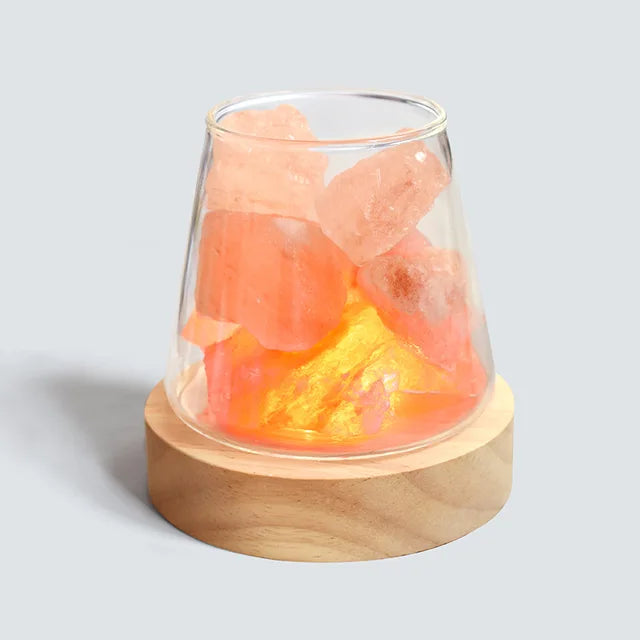 PureAura Kristallleuchte | Himalaya Salzlampe mit Öl-Diffusor | Nachtlicht & Luftreinigung