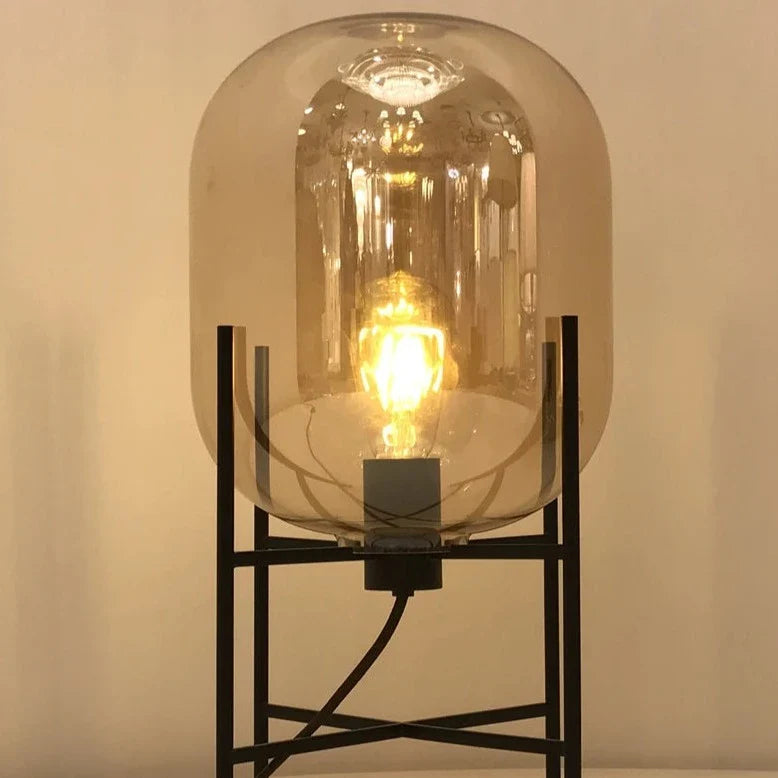 LumenCognac Glas Stehlampe | Elegantes Design | Amber oder Grau | Dimmbares Licht für Stilvolles Wohnen