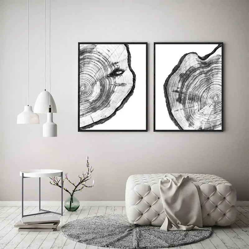 TimberArt Baumstumpf Leinwand | Naturinspirierte Wanddekoration | Holzoptik Kunst für Zuhause