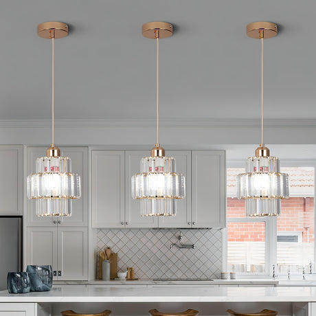 Lustrella Runde Abgestufte Kristall-Deckenleuchte aus Glas | Modernes Design | Elegante Beleuchtung | Dimmbar