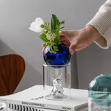 CosmoBear Glasvase | Galaktisches Design | Dekorative Vase | Bärförmige Glasvase für Blumen und Dekoration