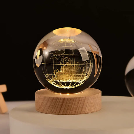 LumoAurora 3D Kristall Nachtlicht | LED Dekorationslampe | Kabellos | Farbwechsel | Einzigartige Geschenkidee