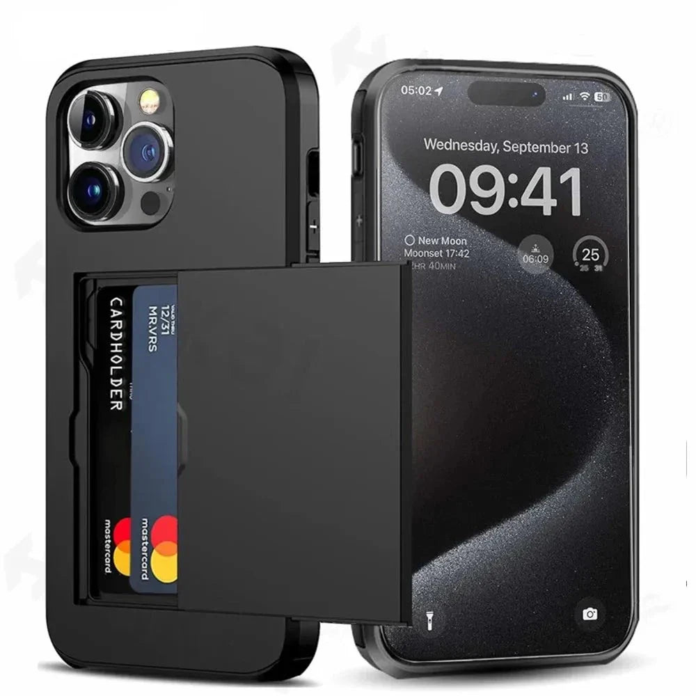 LuxShield iPhone-Hülle mit Kartenhalter | Schlankes Design | Kartenaufbewahrung | Schutz & Stil