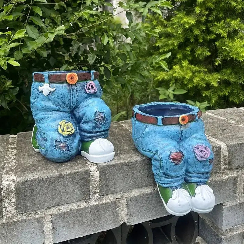 Gardenia Retro-Design Gartenpflanztopf | Vintage Denim Look | Outdoor & Indoor Deko