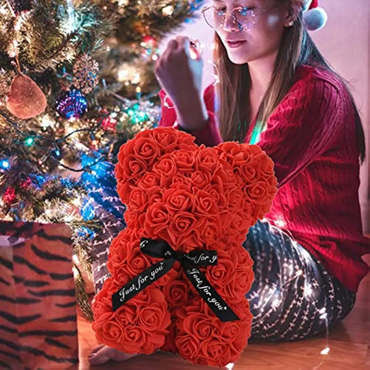 RoseTeddy Rosenbär 25 cm | Künstliche Schaumstoff-Rosen | Perfektes Valentinstagsgeschenk & Party-Dekoration
