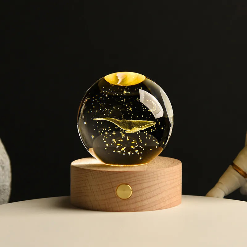 LumoAurora 3D Kristall Nachtlicht | LED Dekorationslampe | Kabellos | Farbwechsel | Einzigartige Geschenkidee