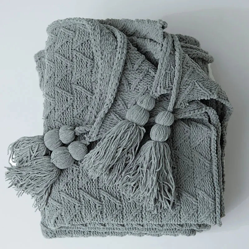 HeartKnit Kuscheldecke aus Chenille | Strickdesign | Für Bett & Sofa | Weich & Gemütlich
